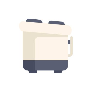 Beyaz arkaplanda izole edilmiş bir fritözün basit düz çizimi