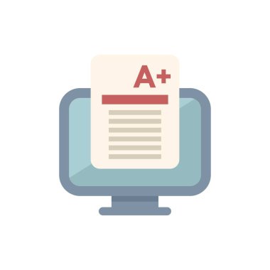 Bilgisayar ekranında, dijital çağda akademik başarıyı sembolize eden, iyi bir notla çevrimiçi sınav sonucu gösteriliyor