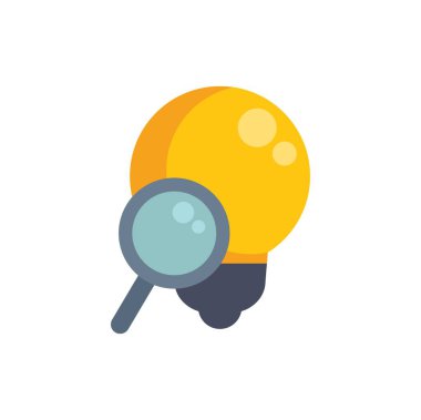 Büyüteç, yenilikçi çözümler ve yaratıcı düşünme arayışını sembolize eden parlak bir ampulü inceliyor.