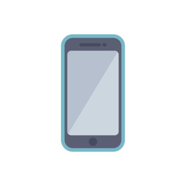 Boş ekranlı akıllı telefon, bu minimalist dijital illüstrasyonda beyaz bir arkaplanda izole edilmiştir.