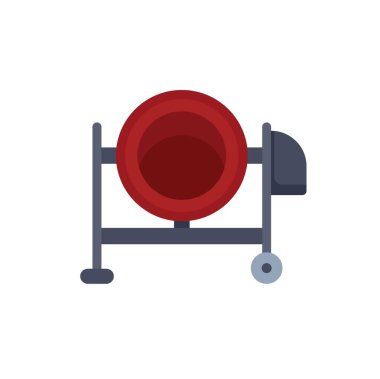 İnşaat alanında duran kırmızı beton karıştırıcı, bina ve yenileme konsepti