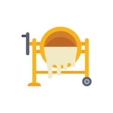 Bu vektör illüstrasyonunda inşaat ve yenileme ile ilgili projeler için ideal, çimento döken sarı bir beton karıştırıcı yer alıyor.