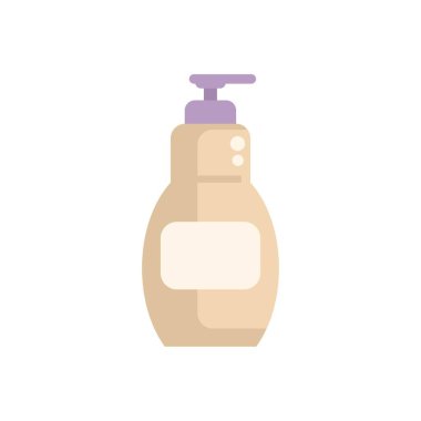 Krem, losyon veya sıvı sabun için pompa dağıtıcısı ile bej plastik kozmetik şişe, beyaz arka planda izole boş konteyner modeli