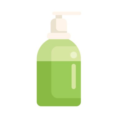 Kişisel hijyen ve vücut bakımı için sıvı sabun, şampuan veya duş jeli içeren yeşil plastik şişe dağıtıcısı
