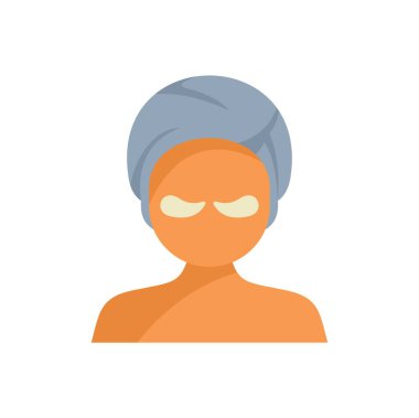 Kadın göz bandı takıyor ve kafasında havlu var. Kaplıcada dinleniyor.