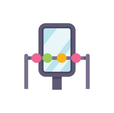 Ayna ve fitness eğitimi için renkli toplara sahip açık hava eğitim cihazı, düz stil izole vektör illüstrasyonu