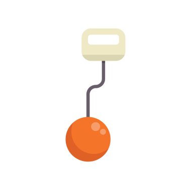 Simple vector illustration of a wrecking ball hanging from a crane hook, isolated on white background clipart