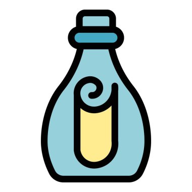 İçinde sarılı önemli bir mesaj olan cam şişe şeritli, şişedeki mesaj konsepti.