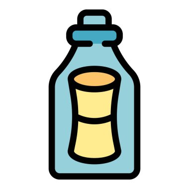 Suda yüzen mantar kapaklı bir şişedeki mesaj, modaya uygun düz bir simge