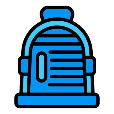 Okul sezonunu temsil eden mavi okul sırt çantası simgesi, eğitim veya tanıtım projeleri için mükemmel