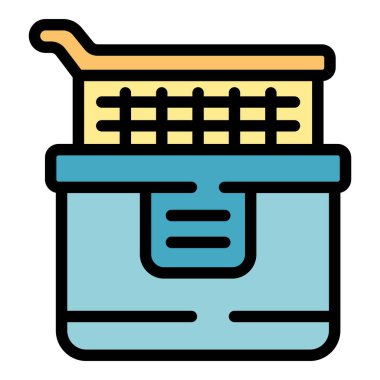 Bu simge, sepeti indirilmiş lezzetli yemekleri kızartmaya hazır bir fritöze sahip.