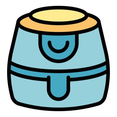 Bu illüstrasyon, daha sağlıklı yemek pişirmek için sıcak hava teknolojisini kullanan modern bir hava kızartma makinesini içeriyor.