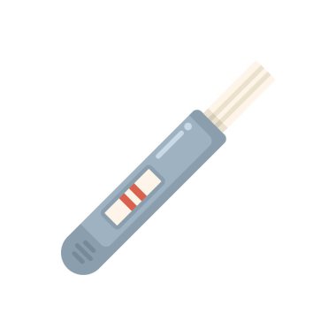 Pozitif hamilelik testi beyaz zeminde izole edilmiş iki kırmızı çizgi gösteriyor.