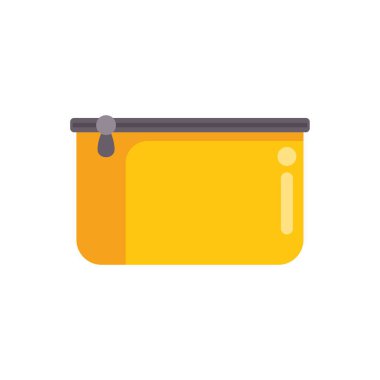 Minimalist sarı kalem kutusu fermuarıyla kapalı, beyaz arka planda izole edilmiş.