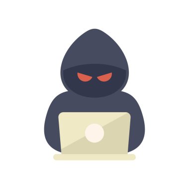 Hacker kapüşonlu bir bilgisayar kullanıyor, siber suç ve dijital tehditleri simgeliyor.