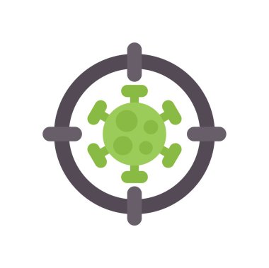 Crosshair, yeşil virüsü hedef alıyor. Hastalıklarla mücadeleyi ve tedavi arayışını temsil ediyor.