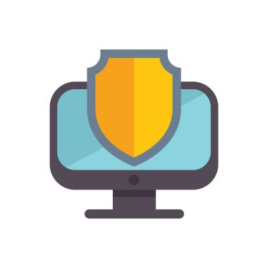 Kalkan, çevrimiçi güvenliği sembolize eden bir masaüstü bilgisayar monitörünün üzerinde geziniyor.