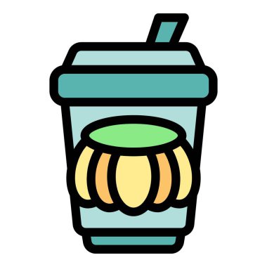 Krem şantili balkabağı aromalı latte ve pipet, sonbahar tatlarını eğlenceli bir şekilde temsil etmek için mükemmel.