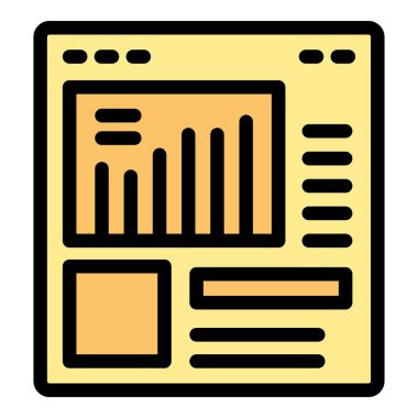 Sarı web sayfası bir iş raporunda pozitif analitik, veri ve istatistikleri temsil eden bir bar tablosu gösteriyor