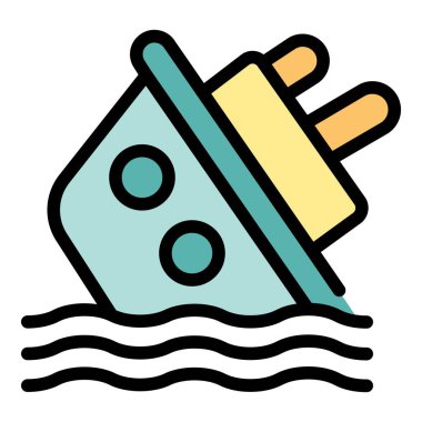 Sinking ship icon in a playful, colorful style clipart