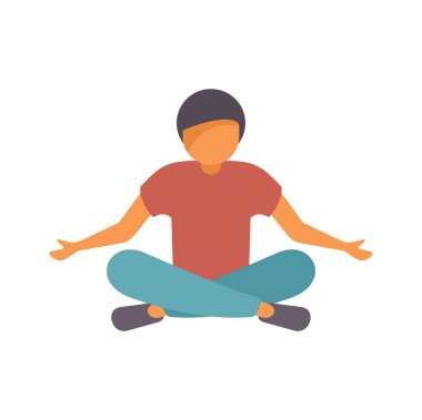 Genç adam Lotus pozisyonunda meditasyon yapıyor, dinleniyor, yoga yapıyor ve iç huzurunun tadını çıkarıyor.