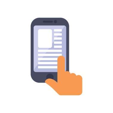 El akıllı telefon ekranına dokunuyor, haberleri okuyor, makaleleri okuyor ya da internette geziniyor.