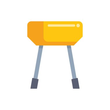 Jimnastik için sarı kulplu at beyaz arka planda tek başına duruyor.