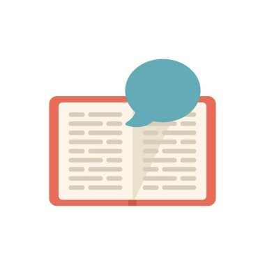 Konuşma balonu, okuma ve eğitim konseptiyle açık kitap hikayesi