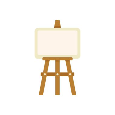 Beyaz zemin üzerinde boş tuval bulunan ahşap sehpa, sanat, resim ve yaratıcılık kavramları için mükemmel.