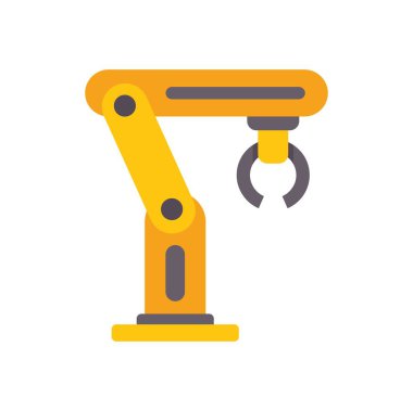 Sarı robotik kol tutucusuyla bir nesne tutuyor.