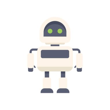 Hareketsiz duran beyaz bir robotun basit vektör çizimi