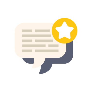 Konuşma balonu yıldız dereceli pozitif müşteri geri bildirimi gösteriyor