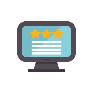 Bilgisayar monitörü ekranda beş yıldızlı geri bildirim değerlendirmesi gösteriyor