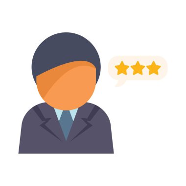 İş adamı müşteri memnuniyetini temsil eden beş yıldızlı geri bildirim veriyor.
