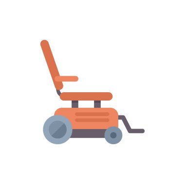 Turuncu elektrikli tekerlekli sandalye, engelliler için hareketlilik yardımı ve bağımsızlığı temsil ediyor