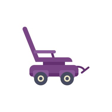 Mor çim biçme makinesi bir bahçede çimen biçiyor. Bıçakları dönüyor. Bahçe işleri, bahçe düzenleme ve çim bakımına çok uygun.