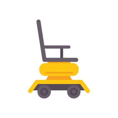 Engelliler için bağımsız hareket olanağı sağlayan modern elektrikli tekerlekli sandalye, yan görünüm düz vektör illüstrasyonu