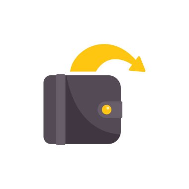 Bu vektör illüstrasyonu, bir cüzdana geri dönen paranın yatırım veya nakit para iadesini gösterir