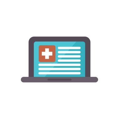 Ekranında tıbbi bilgileri gösteren açık bir dizüstü bilgisayar, çevrimiçi sağlık hizmetlerini öneriyor