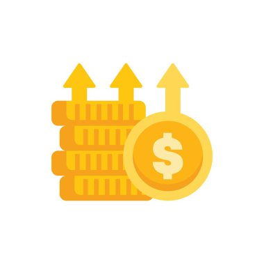 Artan altın para yığını, yükselen oklarla finansal büyümeyi gösteriyor