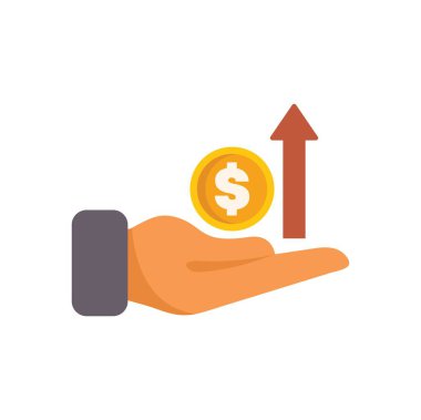 İşadamı, yükselen bir okla, mali başarı ve yatırım büyümesini simgeleyen büyüyen bir madeni para tutuyor.