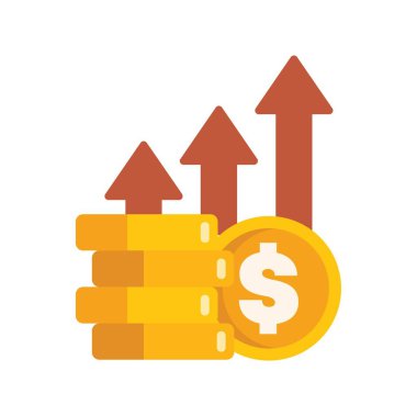 Olumlu finansal eğilimleri temsil eden büyüyen okları olan altın para yığını, iş büyümesi ve yatırım başarısını görselleştirmek için mükemmel