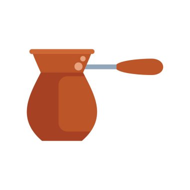 Geleneksel Türk kahve cezve, beyaz arka planda kahve demleme, vektör illüstrasyonu