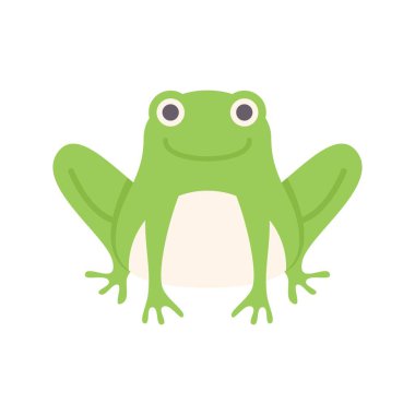 Mutlu yeşil gülümseyen kurbağanın çizgi film çizimi.