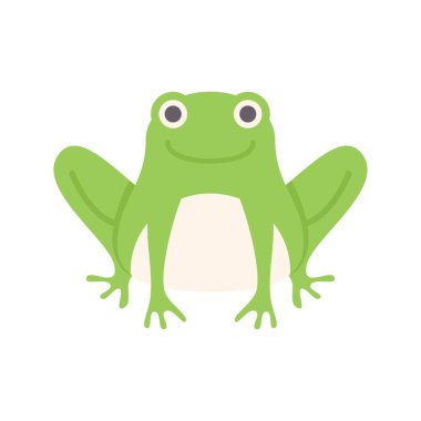 Cartoon illustration of a happy green smiling frog sitting and looking forward clipart