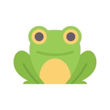 Oturan ve gülümseyen yeşil bir kurbağanın karikatür çizimi