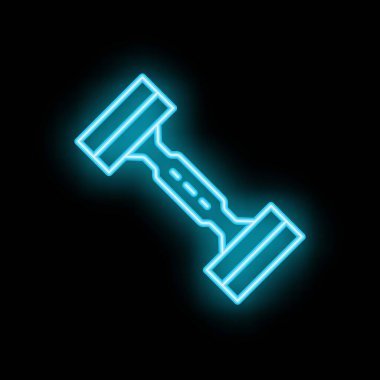 Siyah arka planda parlayan mavi neon dambıl zindeliği ve sağlıklı yaşam tarzını temsil ediyor.