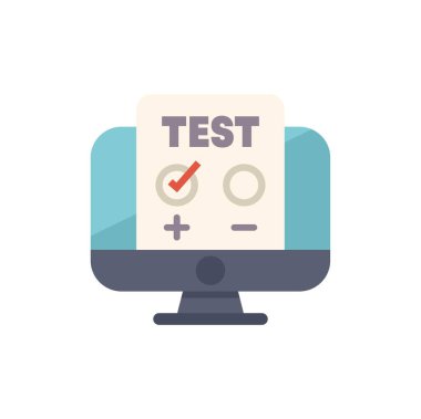Online test çevrimiçi eğitim ve değerlendirmeyi temsil eden bir bilgisayar ekranında gösterilen kontrol işareti ve yanıt seçenekleri