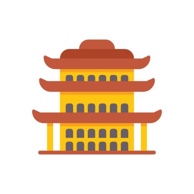 Asyalı mimariyi temsil eden eğri çatılı geleneksel üç katlı pagoda binası.