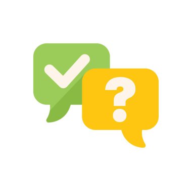 Sorulan ve cevaplanan bir soruyu temsil eden iki konuşma balonu.